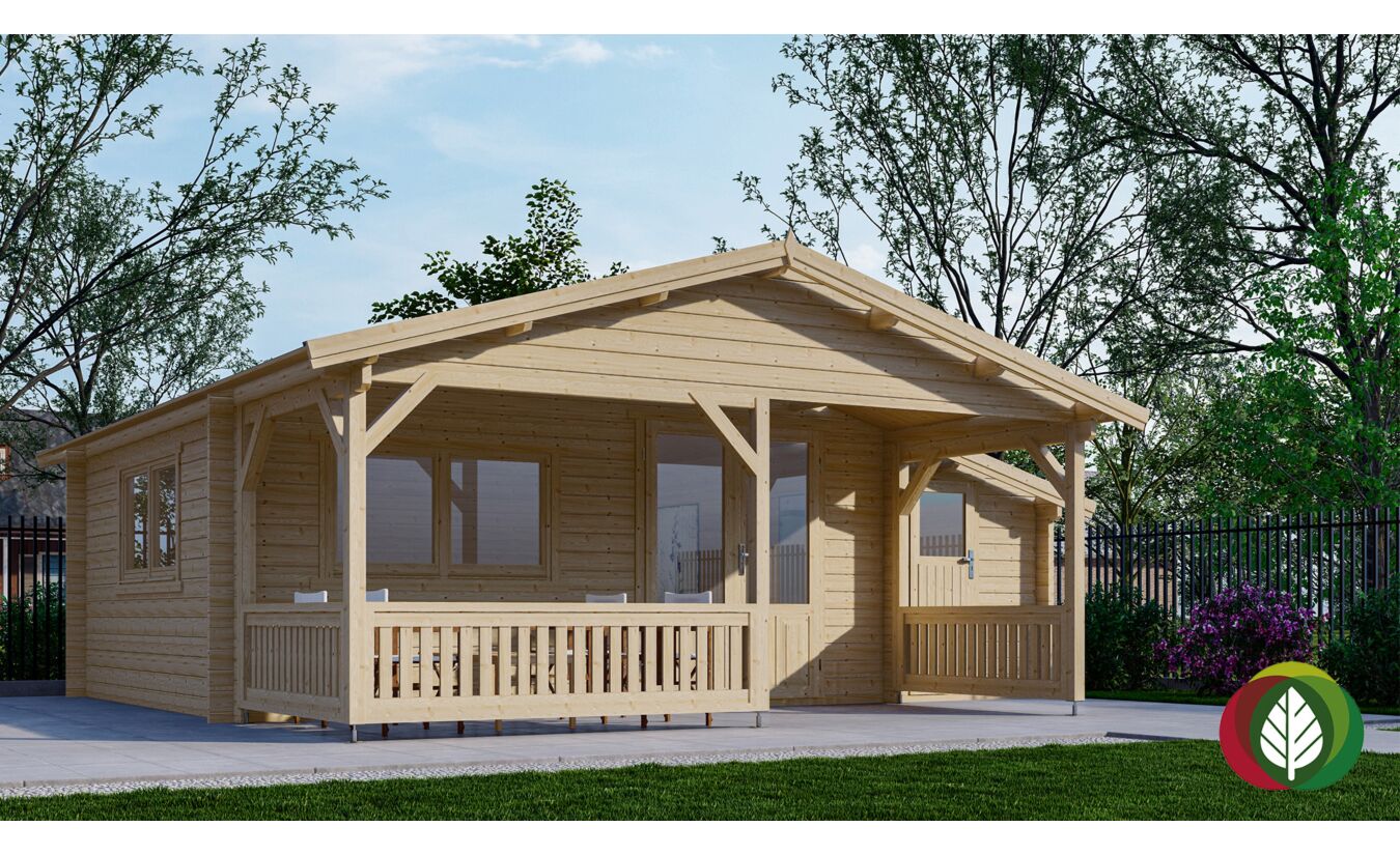 Blokhut 5x4+2Z Interflex 690x440cm + veranda / luifel 200cm