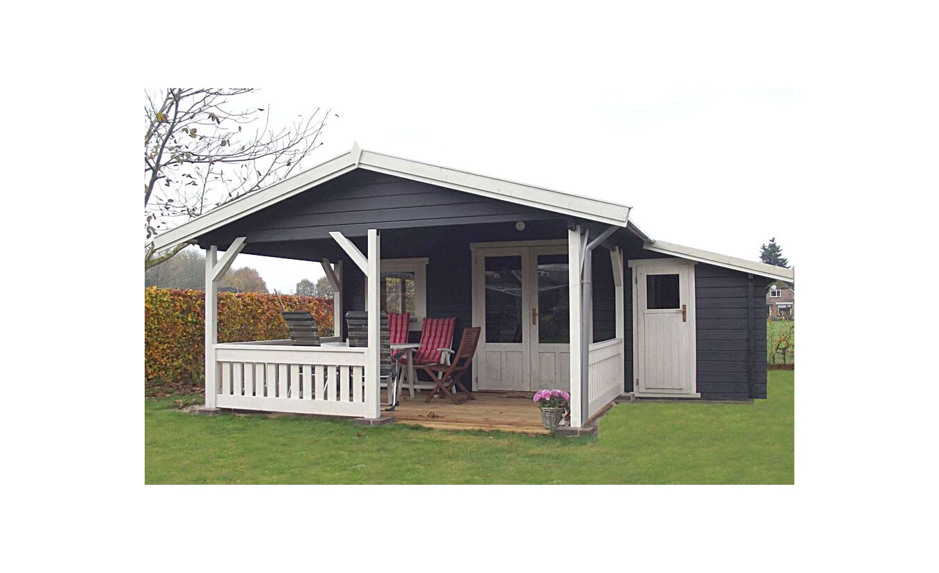 Blokhut 4x5+3Z Interflex 590x540cm + veranda / luifel 300cm