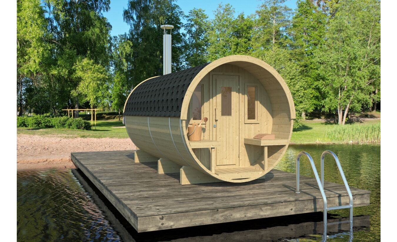 Barrelsauna 205 x 400 cm Vurenhout