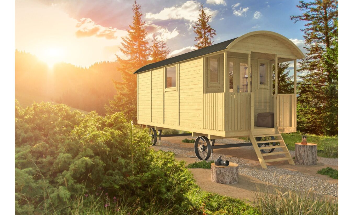 Pipowagen / Zigeunerwagen Kathy met veranda 240x500cm
