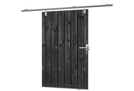 Tuinpoort / Tuindeur met schuifdeursysteem 130x195 cm zwart gespoten