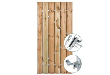 Schuttingdeur geimpregneerd met stalen frame 130x195cm en SKG** slot