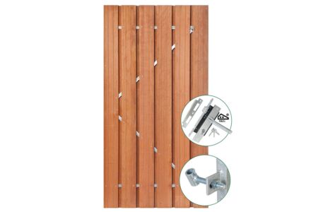 Tuindeur Privacy hardhout in stalen frame en SKG** slot 120x195cm