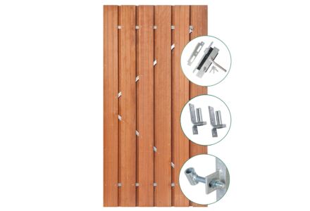 Tuindeur Privacy hardhout in stalen frame en SKG** slot 100x195cm