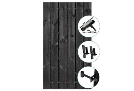 Schuttingdeur zwart gespoten met stalen frame 100x195cm en cilinderslot