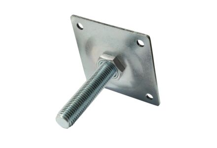 Montageplaat betonpoer verstelbaar vuurverzinkt - M16  met voetplaat 8x8cm