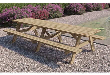 Picknicktafel geïmpregneerd hout 300x155x74cm Extra solide uitvoering