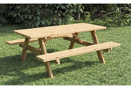 Picknicktafel geïmpregneerd hout 220x155x74cm Extra solide uitvoering