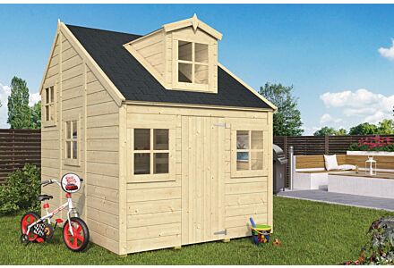 Houten speelhuisje Alice met verdiepingsvloer B239xD179cm