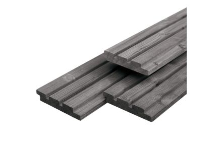 Deens Rabat Douglas grijs geïmpregneerd - Triple Profiel - 1.9x13cm