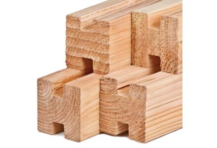Stapelbouw schutting sleufpalen Lariks Douglas 11.5x11.5cm