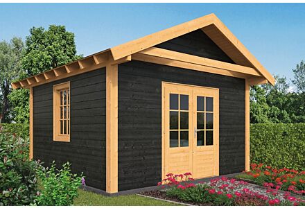 Lariks Douglas tuinhuis Tubbergen DHZ bouw 400x400cm - zwarte wanden