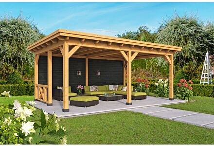 Moderne overkapping Odense type 2 XL 550x378cm met zwarte wanden