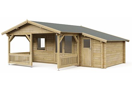 Blokhut 4x3+2Z Interflex 590x340 + veranda / luifel 200cm
