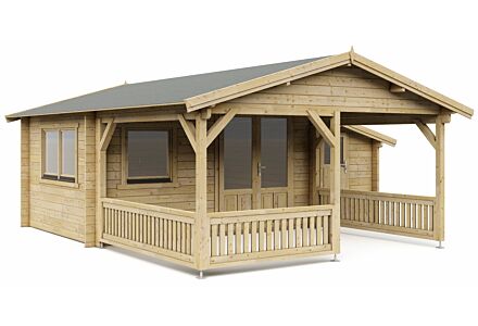 Blokhut 4x3+3Z Interflex 590x340cm + veranda / luifel 300cm