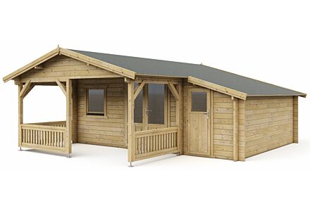 Blokhut 4x4+2Z Interflex 590x440cm + veranda / luifel 200cm