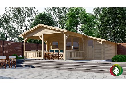 Blokhut 4x4+3Z Interflex 590x440cm + veranda /  luifel 300cm