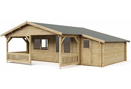 Blokhut 5x4+2Z Interflex 690x440cm + veranda / luifel 200cm