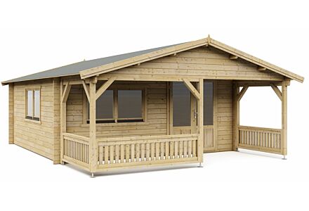 Blokhut 5x5+2 Interflex 540x540cm + veranda / luifel 200cm