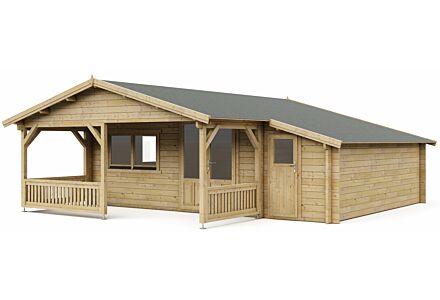 Blokhut 5x5+2Z Interflex 690x540cm + veranda / luifel 200cm