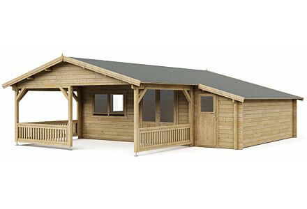 Blokhut 5x5+3Z Interflex 690x540cm + veranda / luifel 300cm