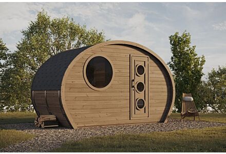 Barrelsauna Ovaal 406 x 195 cm Vurenhout