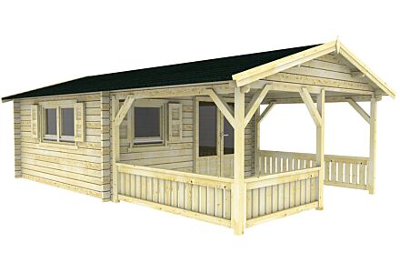 Blokhut 4x5+3 Interflex 440x540cm + veranda / luifel 300cm