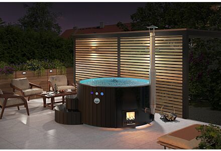 Luxe Hottub 200cm - Black Edition - interne kachel - Fiberglas
