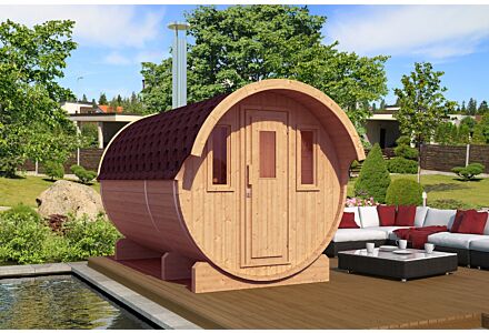 Barrelsauna 205 x 330 cm Thermowood