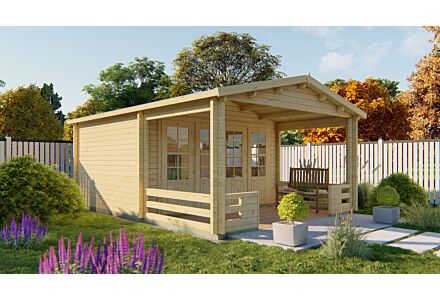 Blokhut Bolton 440x340cm + veranda / luifel 223cm