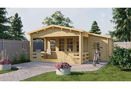 Blokhut Coventry 590x340cm + veranda / luifel 223cm