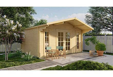 Blokhut Gustav 500x380cm + veranda / luifel 120cm