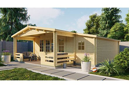 Blokhut Liverpool 694x540cm + veranda / luifel 223cm