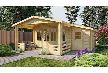 Blokhut Manchester 594x440cm + veranda / luiifel 223cm
