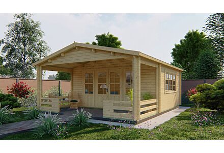 Blokhut Nottingham 540x440cm + veranda / luifel 223cm