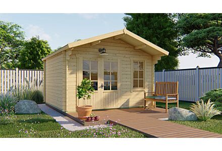 Blokhut Ulrik 380x380cm + veranda / luifel 70cm