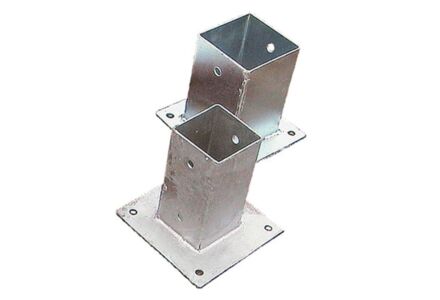 Paalhouder gegalvaniseerd op plaat 12.1 x 12.1 x 15 cm