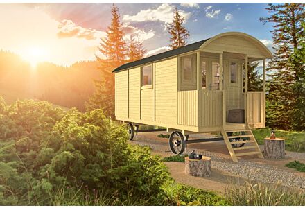 Pipowagen / Zigeunerwagen Kathy met veranda 240x500cm