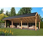 Kapschuur Bergen XL Lariks Douglas 989x452cm type 6 met zwarte wanden
