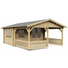 Blokhut 4x3+3 Interflex 440x340cm + veranda / luifel 300cm