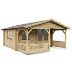 Blokhut 4x4+2 Interflex 440x440cm + veranda / luifel 200cm