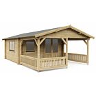 Blokhut 4x4+3 Interflex 440x440cm + veranda / luifel 300cm