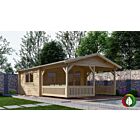 Blokhut 4x4+3 Interflex 440x440cm + veranda / luifel 300cm
