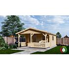 Blokhut 4x4+2 Interflex 440x440cm + veranda / luifel 200cm