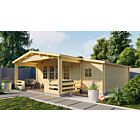 Blokhut Liverpool 694x540cm + veranda / luifel 223cm