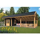 Kapschuur Bergen XL Lariks Douglas 989x452cm type 8 met zwarte wanden